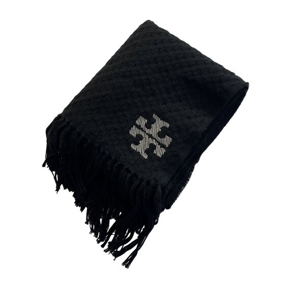 Tory Burch Knit Scarf in Black - Picture 1 of 5